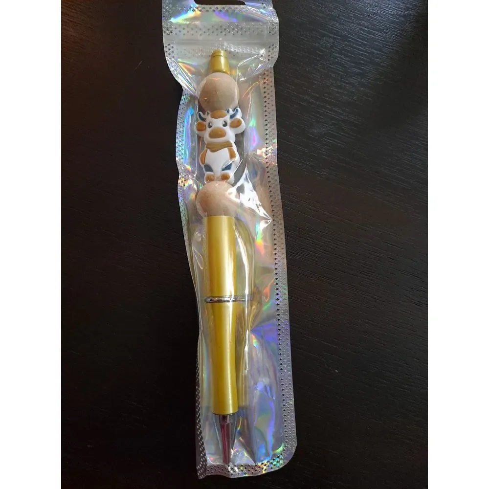 Mooo White Brown Green Cow Yellow Color For Pen‎ Custom Beaded Pen Black Ink